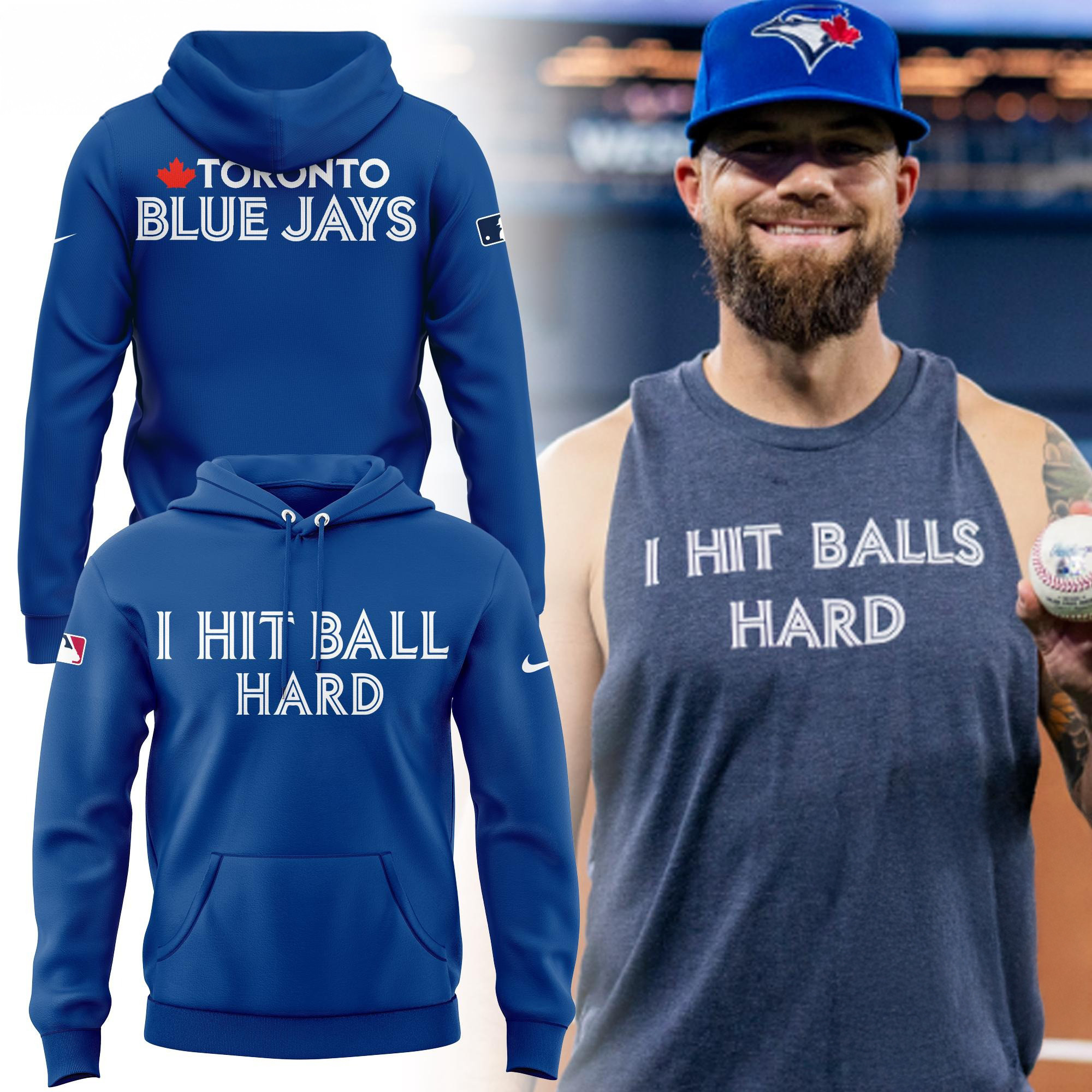 Toronto Blue Jays I Hit Ball Hard  Edition Hoodie Gifts For Basketball Fan