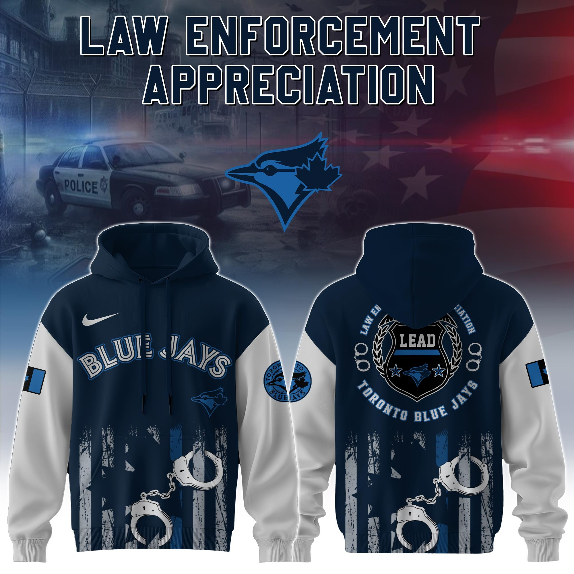 Toronto Blue Jays MLB x Law Enforcement Appreciation Day Hoodie Best Gifts For Baseball Fans