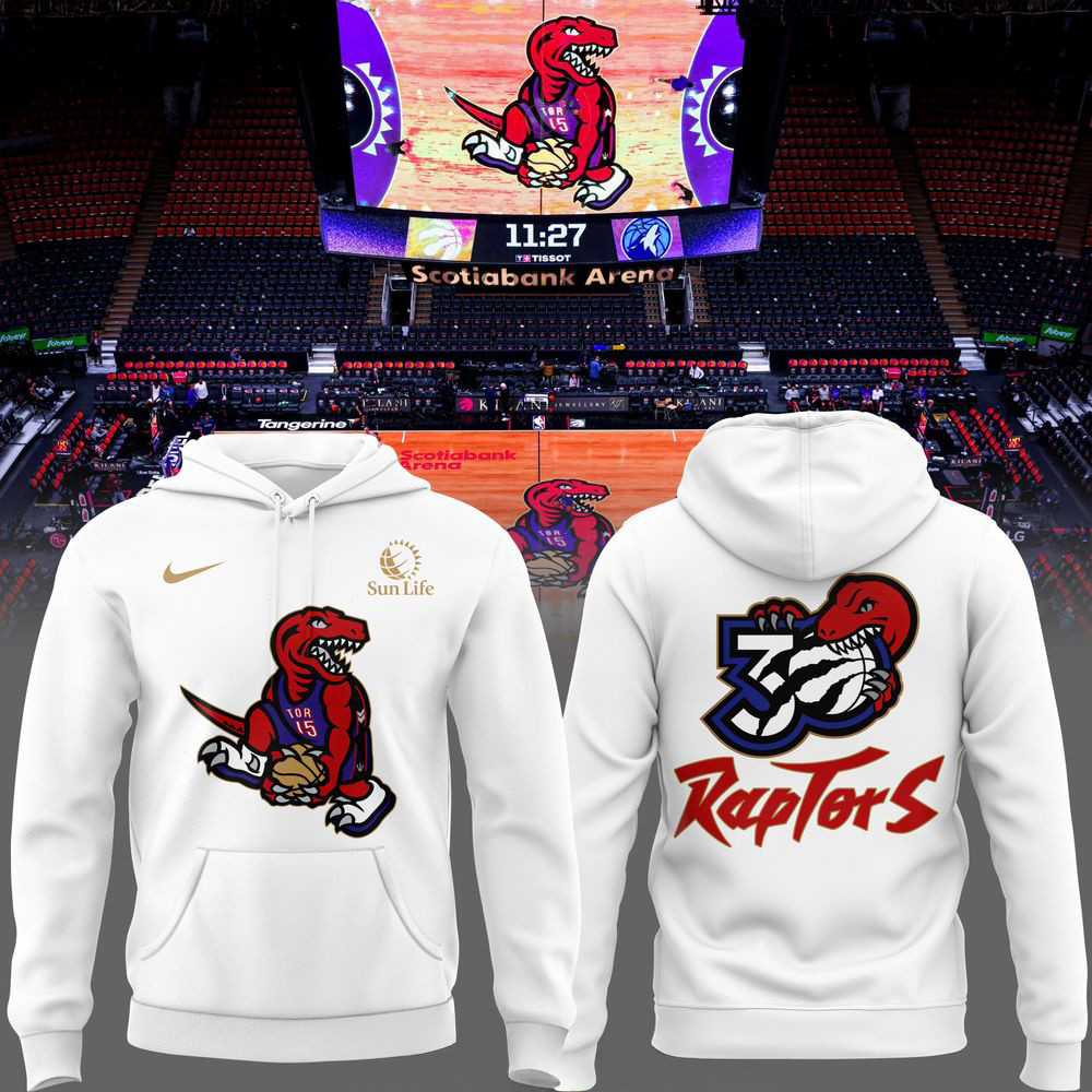 Toronto Raptors 30th Anniversary  White Hoodie Gift Ideas For Basketball Lovers