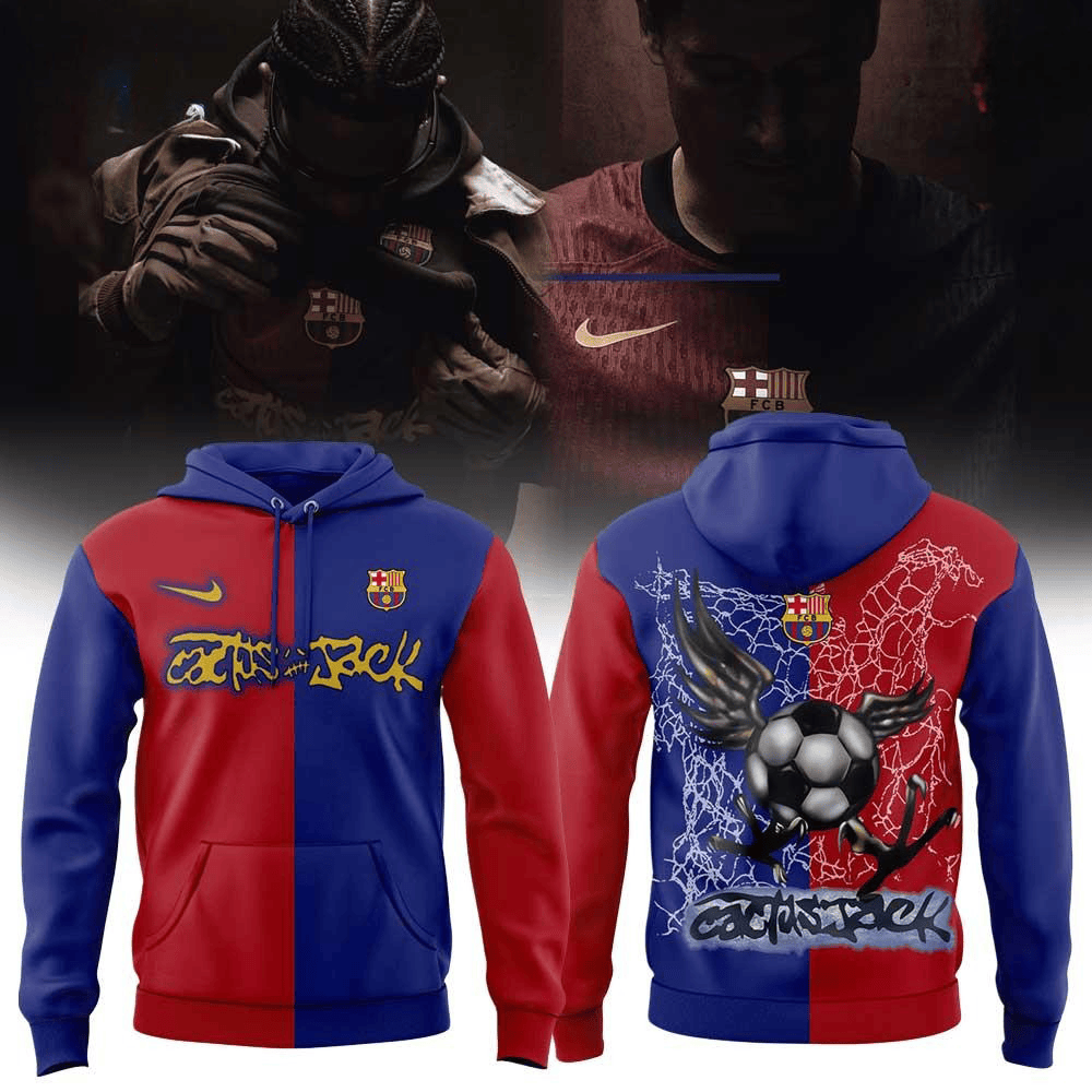 Travis Scott Cactus Jack x FC Barcelona 2025 Special Hoodie Soccer Enthusiast Gifts