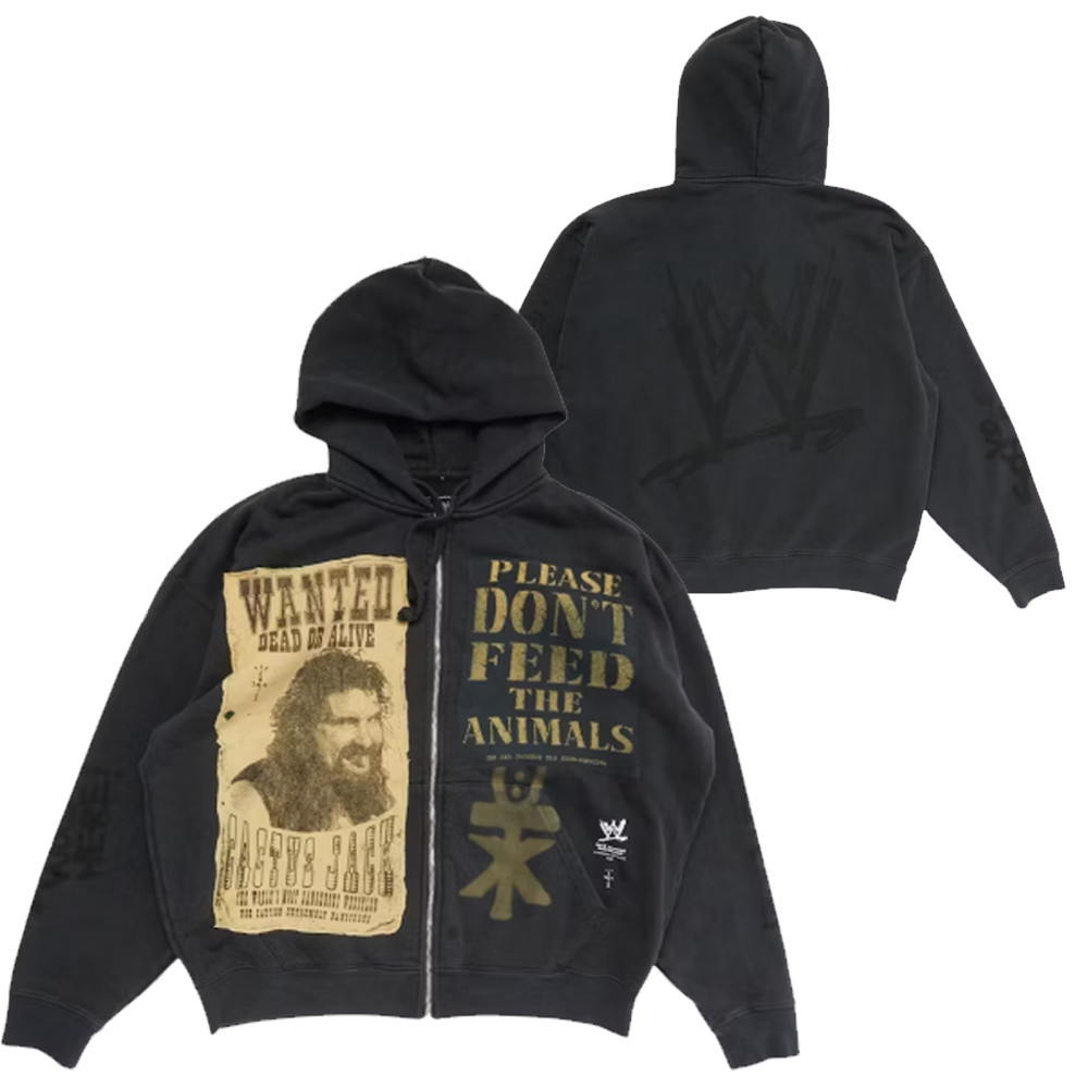 Travis Scott x WWE Double Cactus Jack Mick Foley Zip Hoodie Cactus Jack Merch Fan Gifts