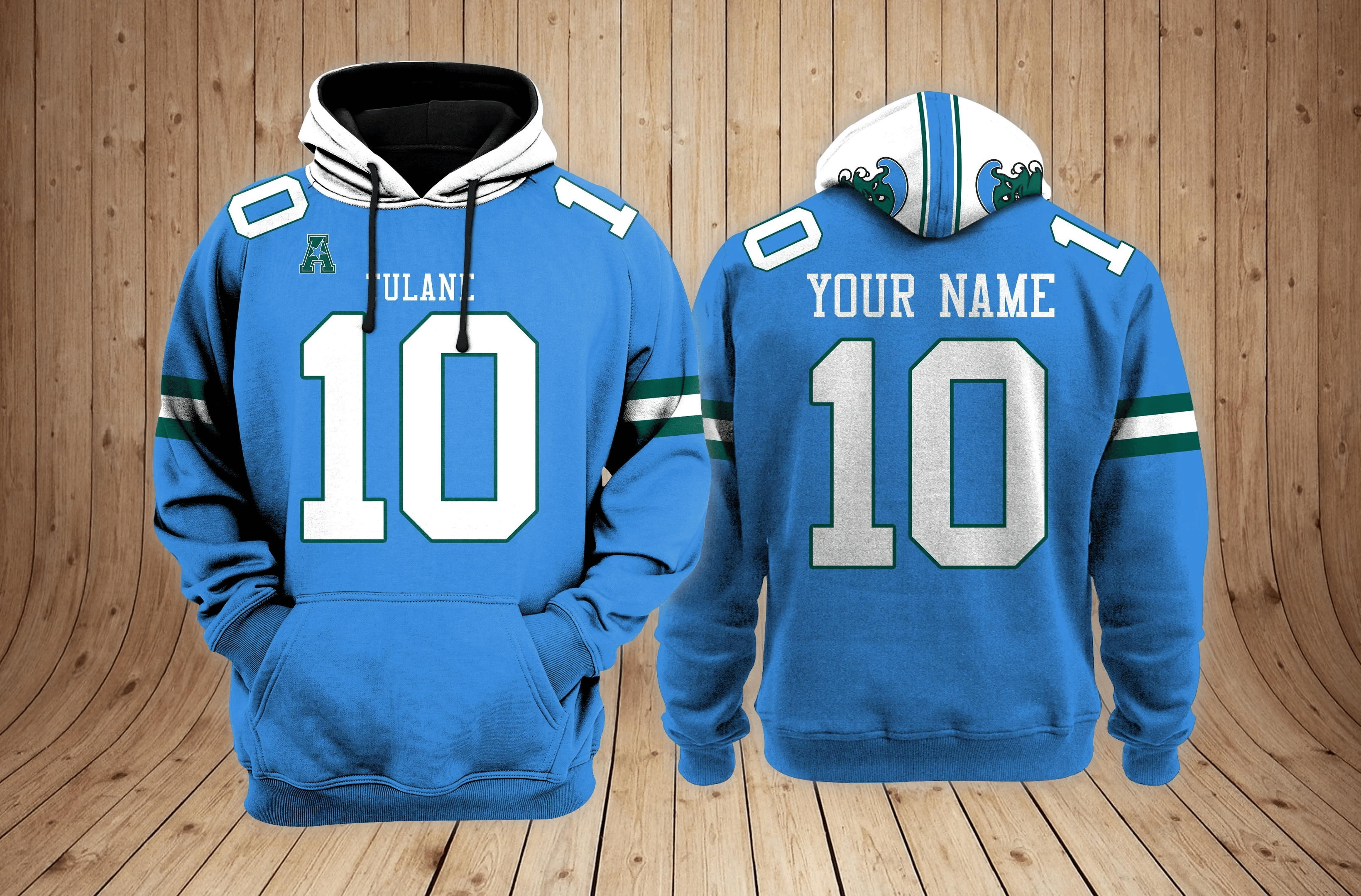 Tulane Green Wave Football Custom 3D printed Sweatshirt Hoodie Zipped Hoodie