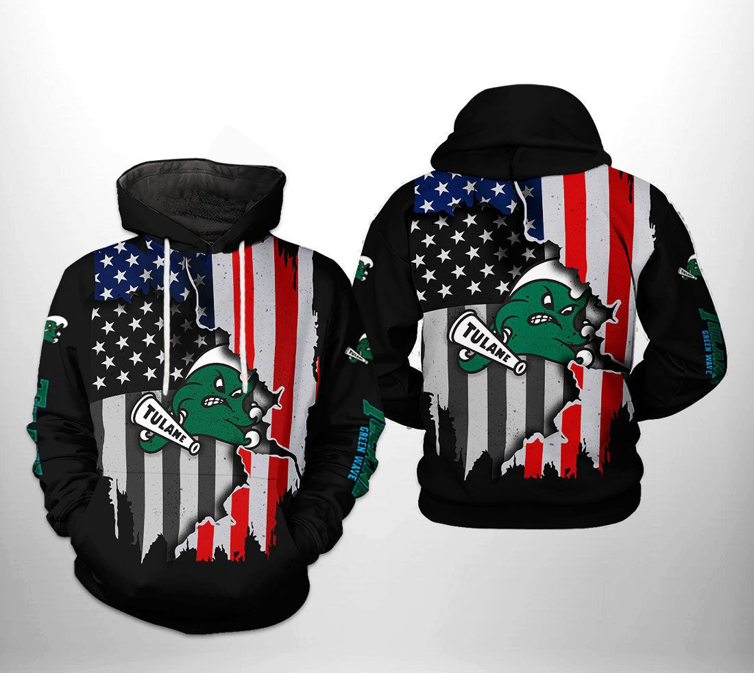 Tulane Green Wave NCAA US Flag Hoodie  Zip Hoodie Version 247