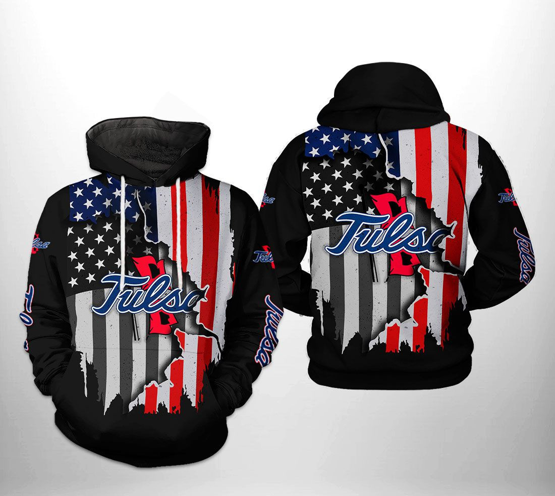 Tulsa Golden Hurricane NCAA US Flag Hoodie  Zip Hoodie Version 104