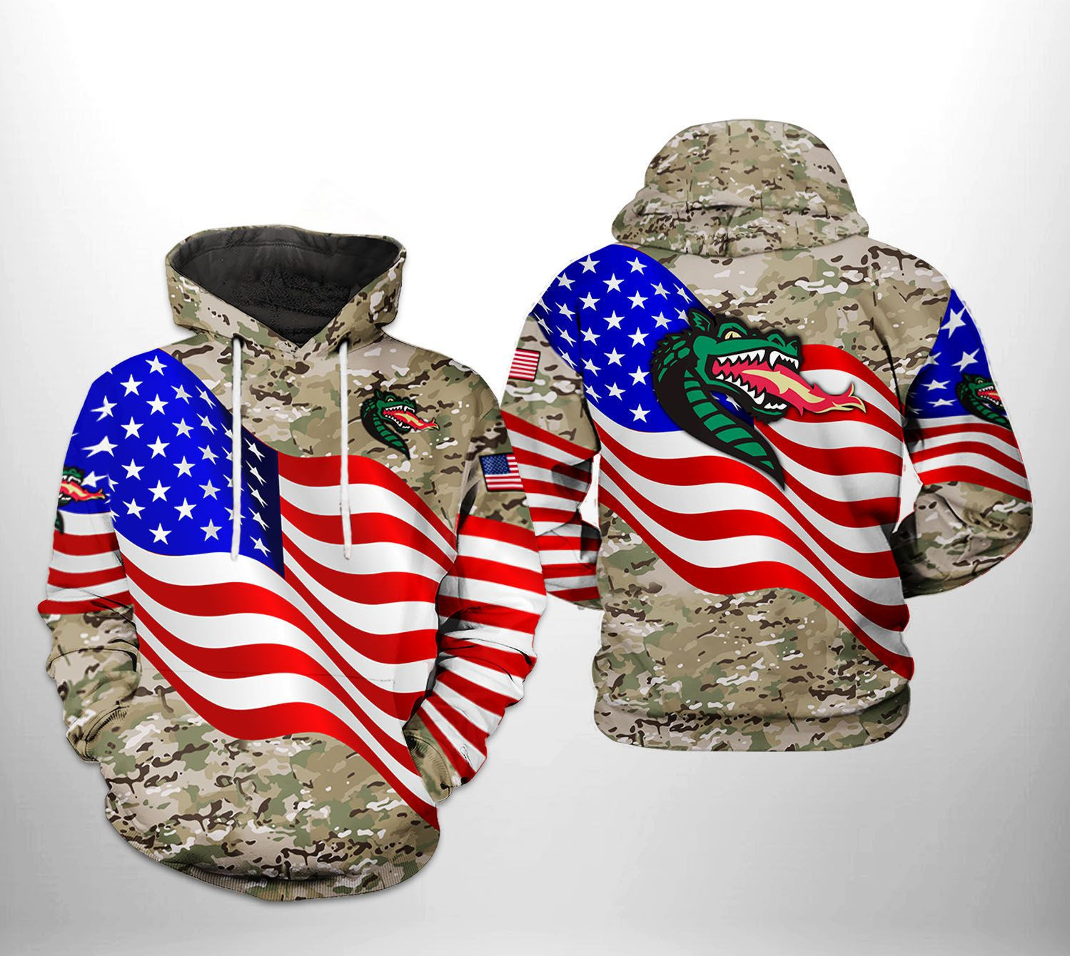 UAB Blazers NCAA US Flag Camo Veteran Hoodie  Zip Hoodie