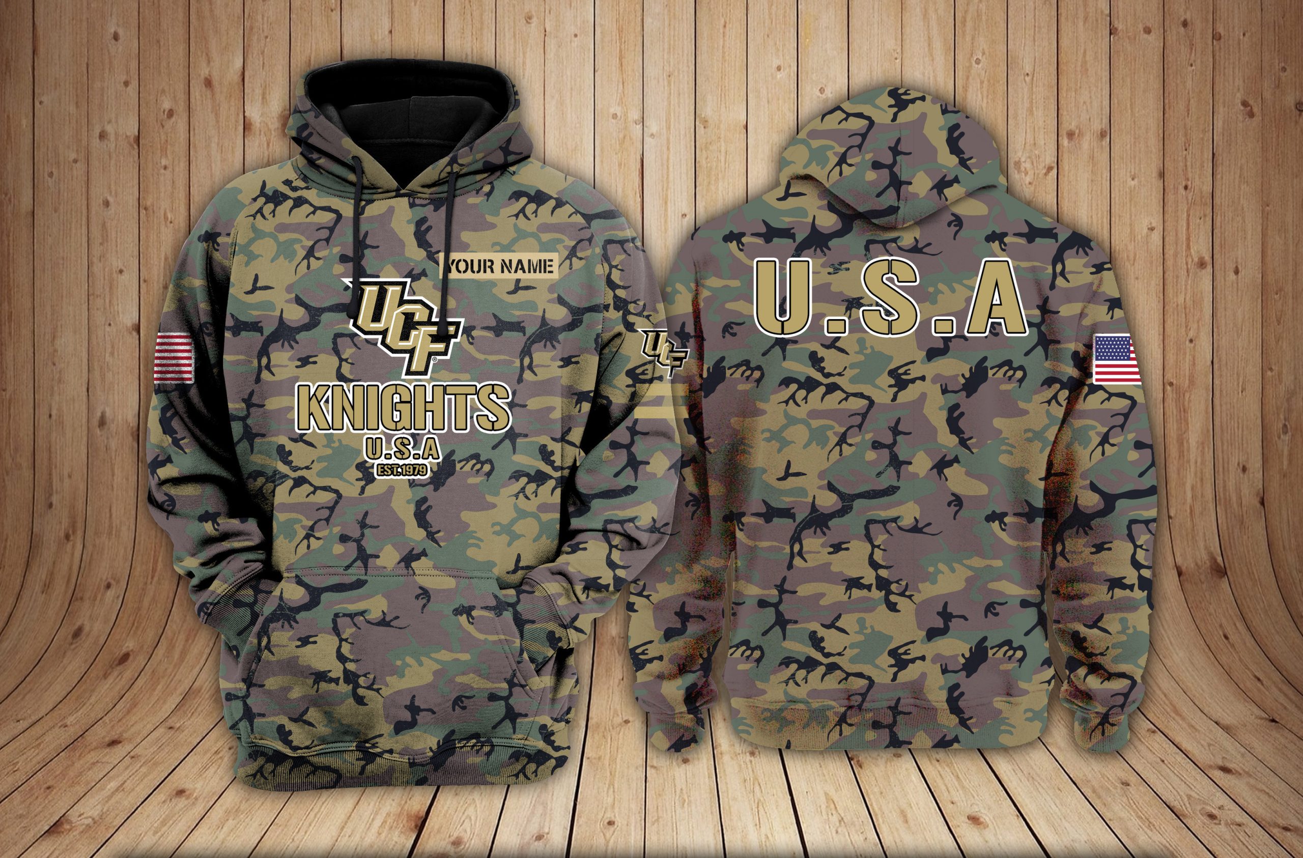 UCF Knights football Camouflage 3D Hoodie NCAA
