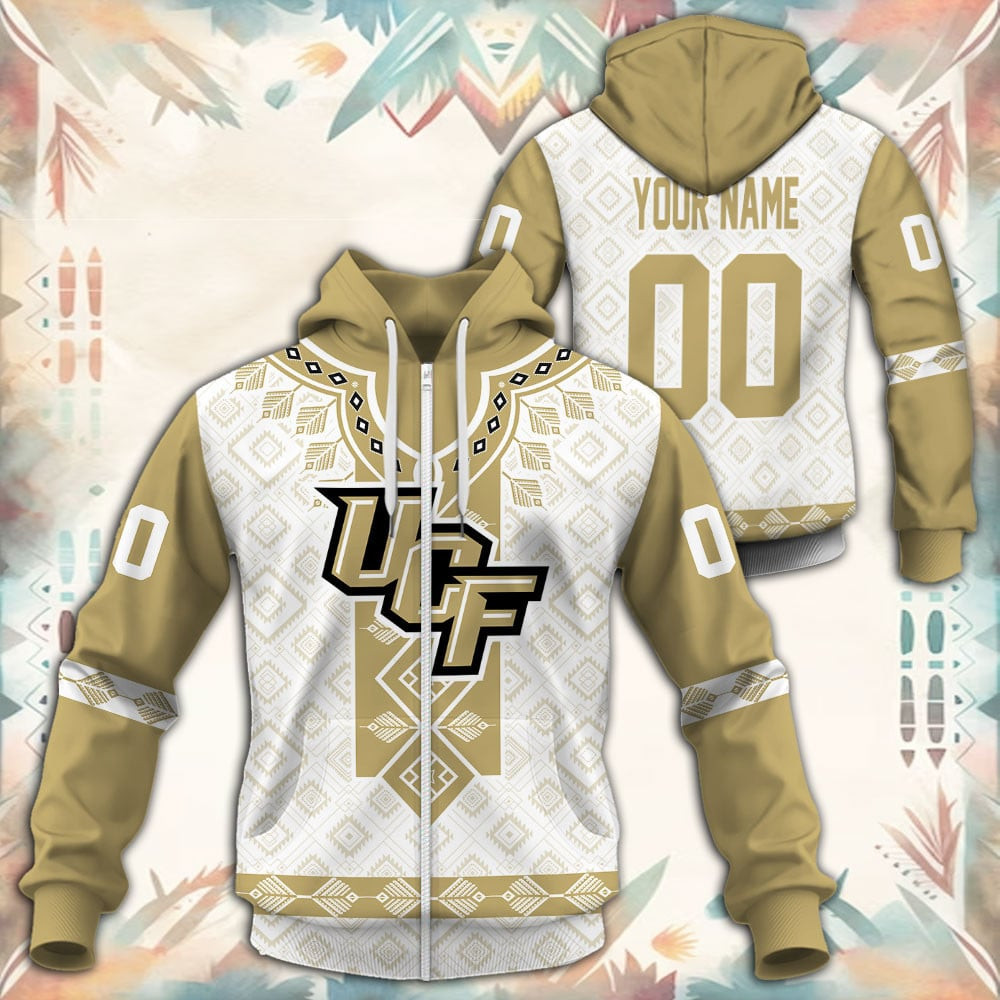 UCF Knights Native Tribal Custom Name And Number 3D printed Sweatshirt Hoodie Zipped Hoodie