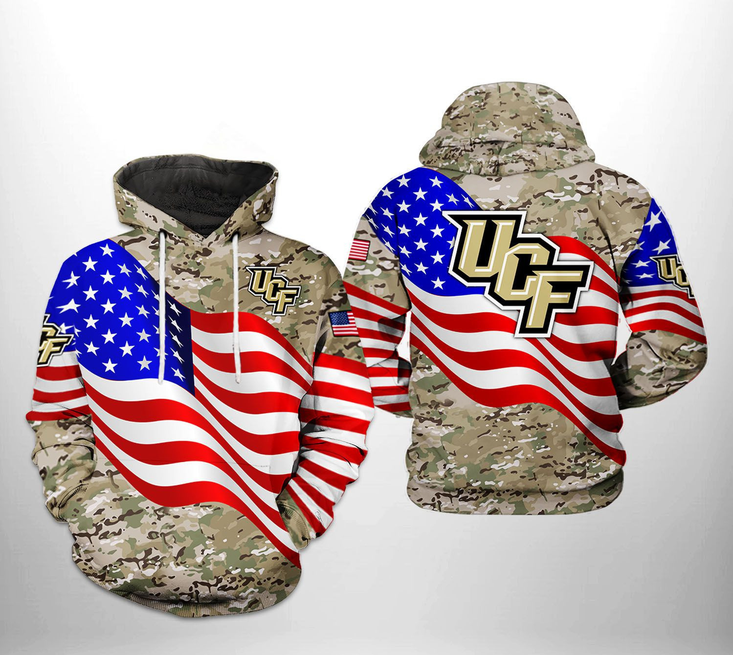 UCF Knights NCAA US Flag Camo Veteran Hoodie  Zip Hoodie