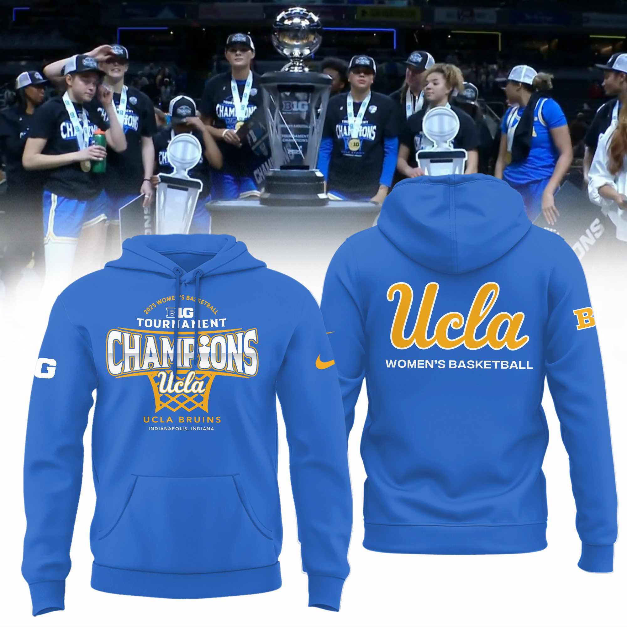UCLA Bruins 2025 Big Ten WomenÃ¢â‚¬â„¢s Basketball Champions Hoodie Merch Best Gifts For Fans