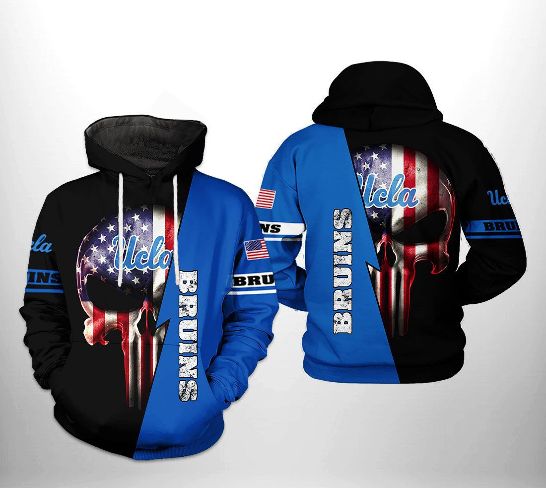 Ucla Bruins NCAA US Flag Skull Hoodie  Zip Hoodie