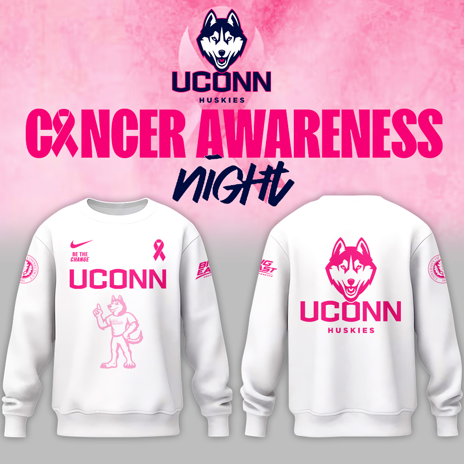 Uconn Basketball X Fight Night Cancer Sweatshirt 2025 Senior Gifts For Basketball Players