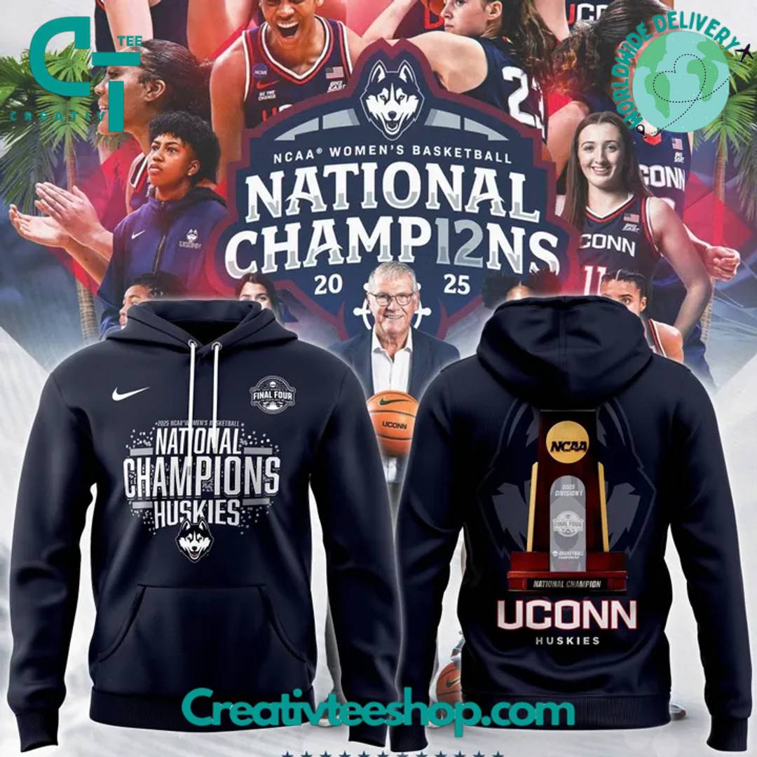 UConn Huskies Womens Basketball 2024-25 National Champions Special Navy Hoodie