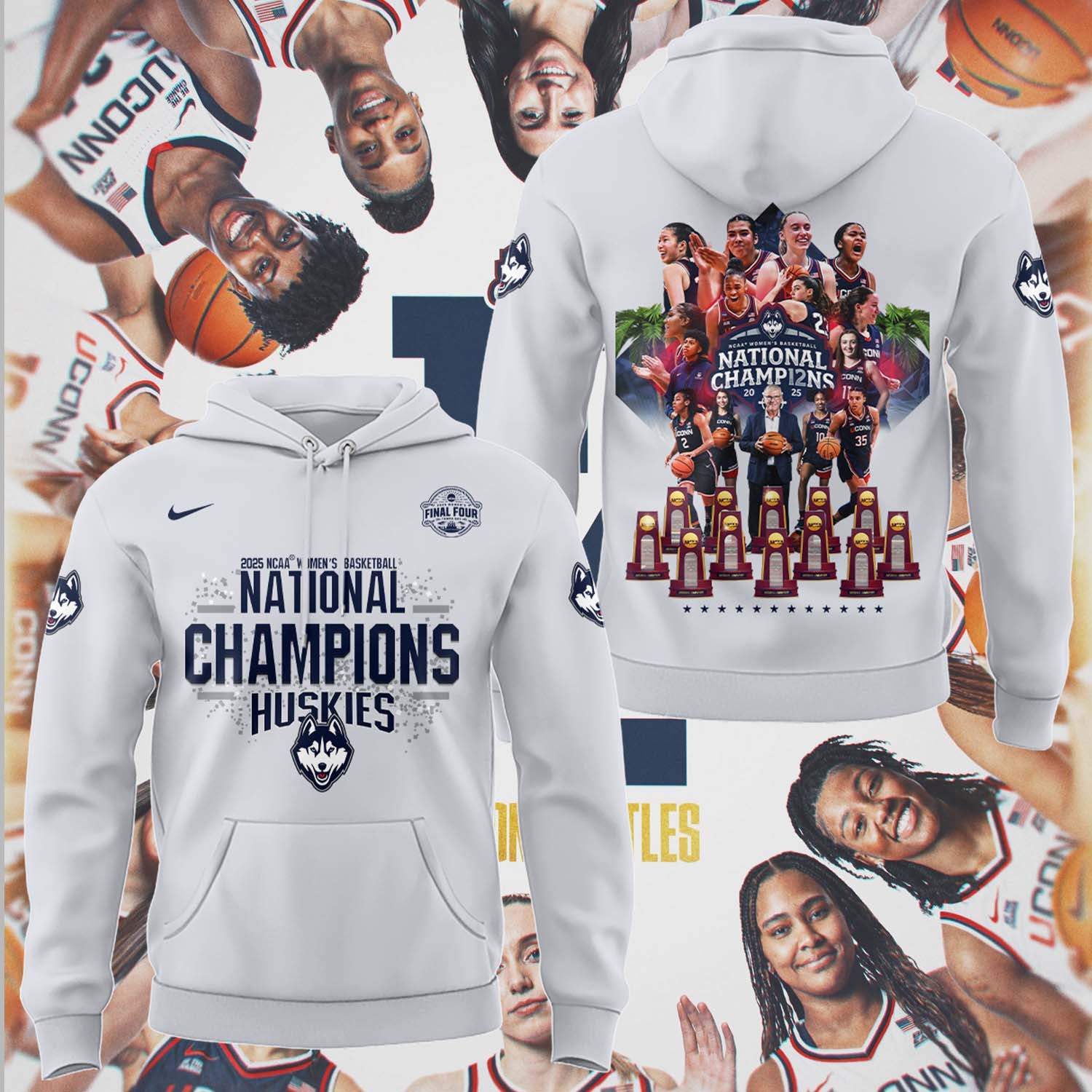 Uconn WomenÃ¢â‚¬â„¢s Basketball National Championship Hoodie 2025 Final Four Merch Gifts For Her