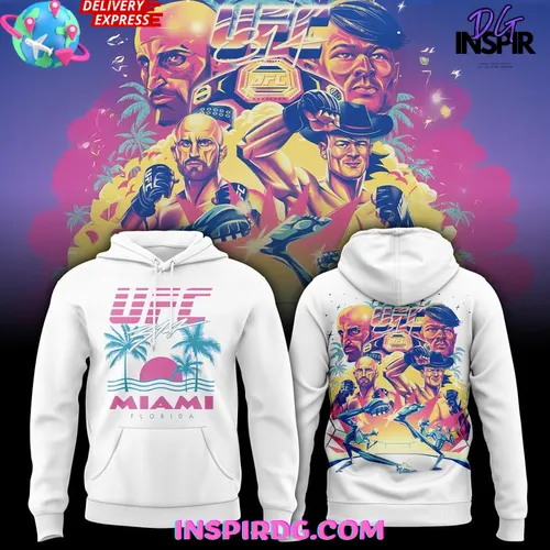 UFC Miami Florida Artist Series 2025 White Hoodie