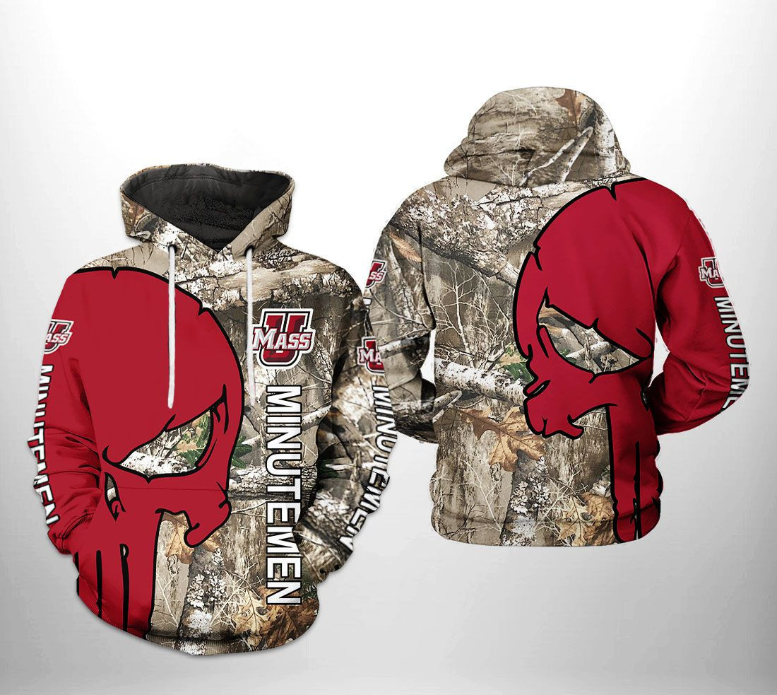 UMass Minutemen NCAA Camo Veteran Hunting Hoodie  Zip Hoodie