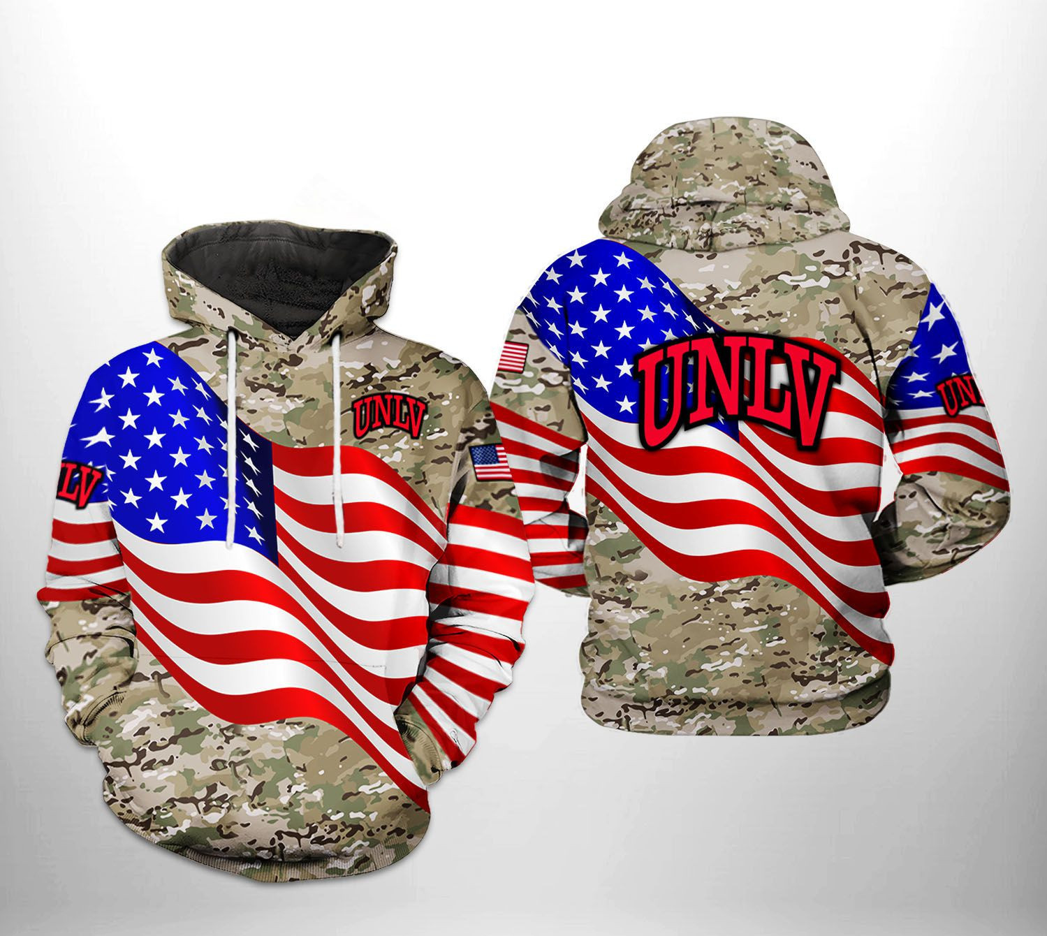 UNLV Rebels NCAA US Flag Camo Veteran Hoodie  Zip Hoodie