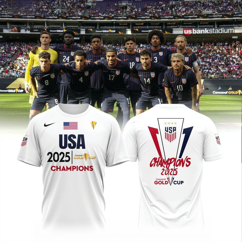 USA 2025 Concacaf Gold Cup Champions White T-Shirt Fan Merch Best Gifts For Dad