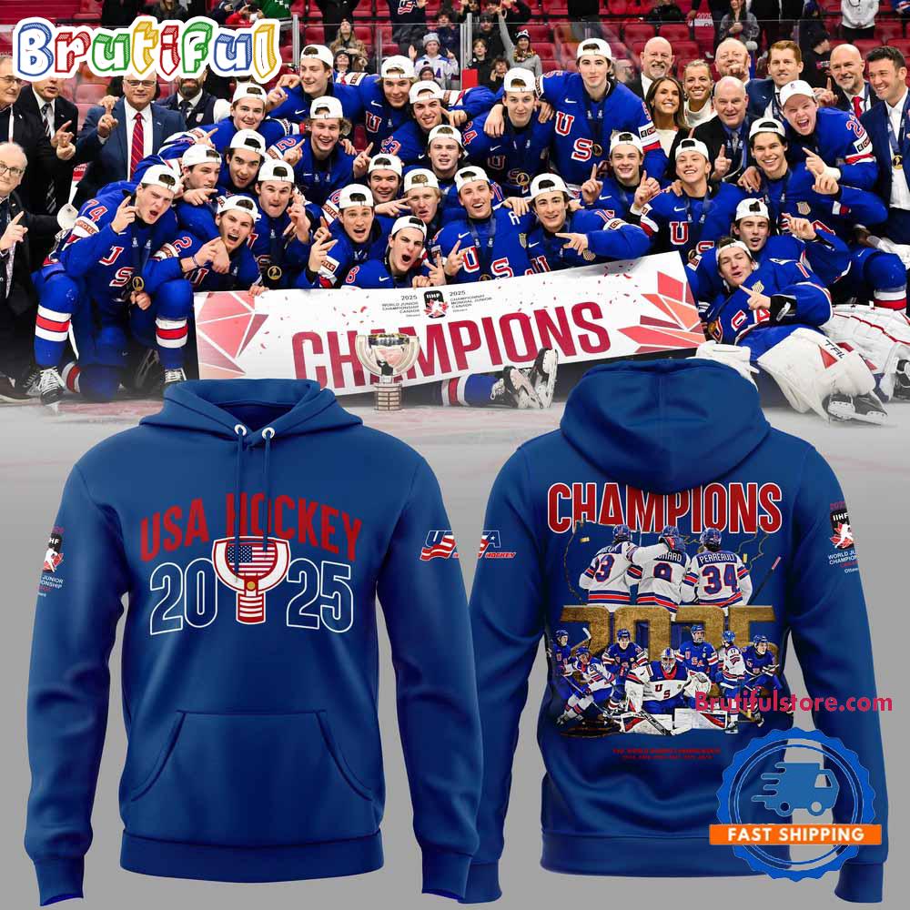 USA Hockey IIHF World Junior Champions 2025 New Hoodie