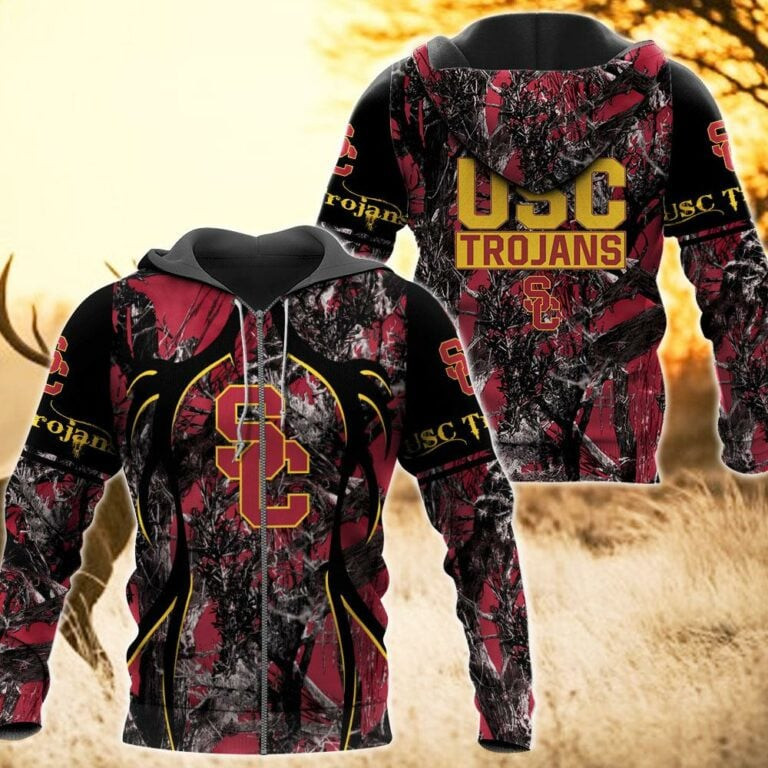 USC Trojans Camo Hunting 3D printed Sweatshirt Hoodie Zipped Hoodie