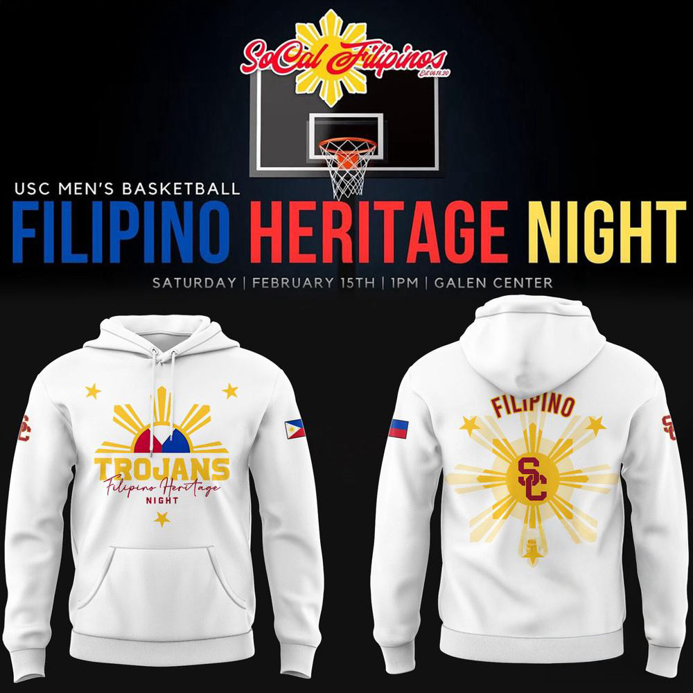 USC Trojans Filipino Heritage Night White Hoodie Filipino Trojans Fans Gifts
