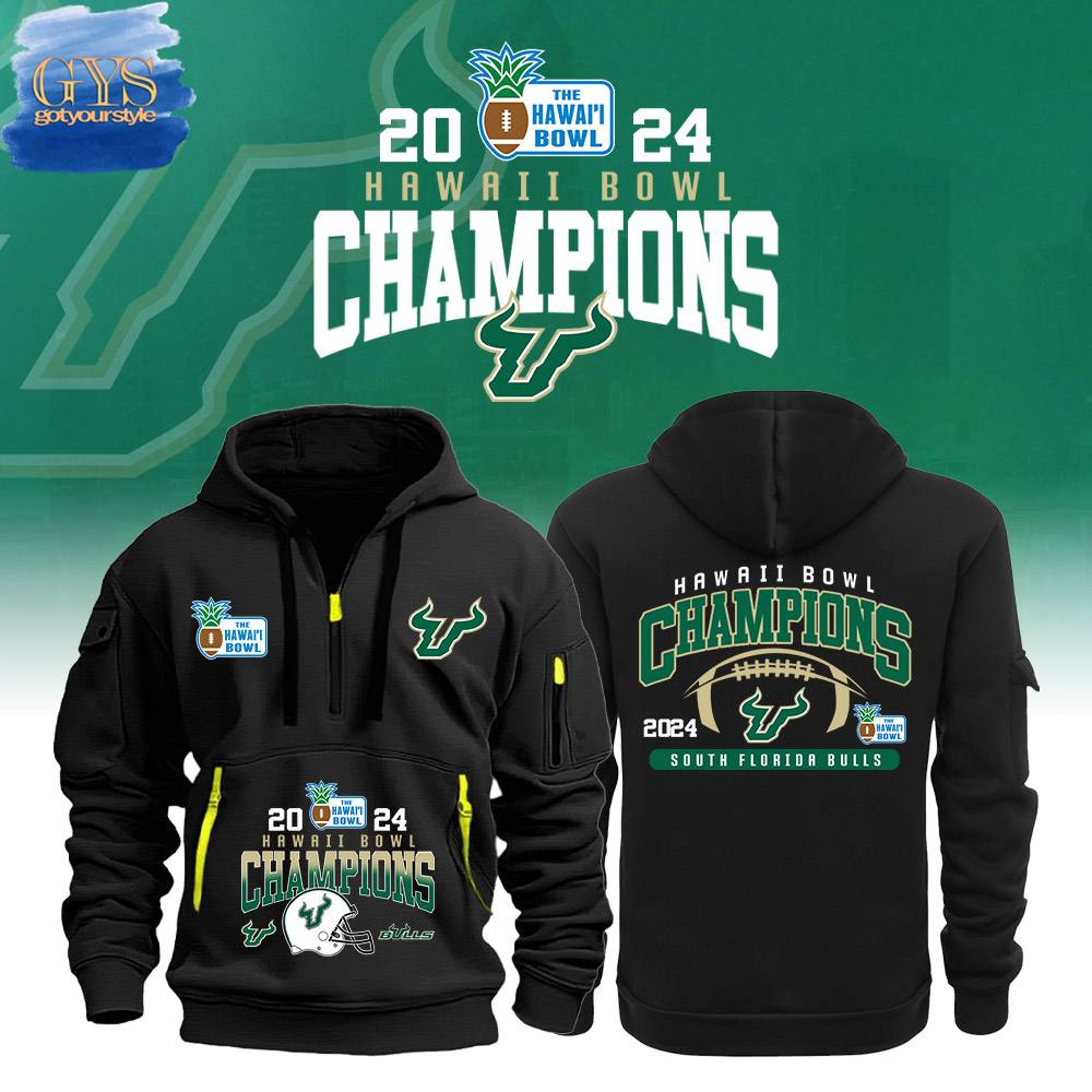 USF Bulls Bowl Hawaii Champion 2024 Quarter Zip Hoodie
