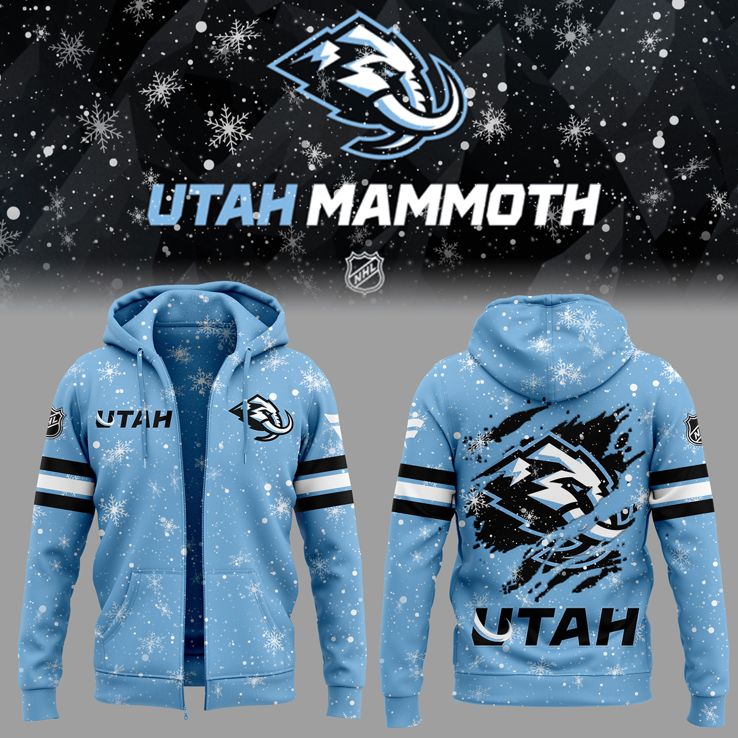 Utah Mammoth Tusks Up Unleashed The Ice Age Returns Zip Hoodie Gift Ideas For Hockey Players