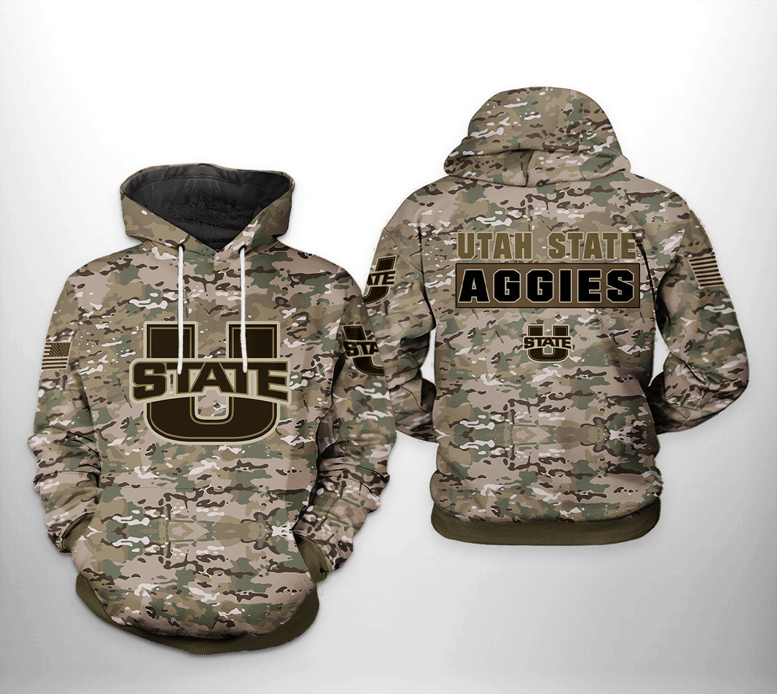 Utah State Aggies NCAA Camo Veteran Hoodie  Zip Hoodie