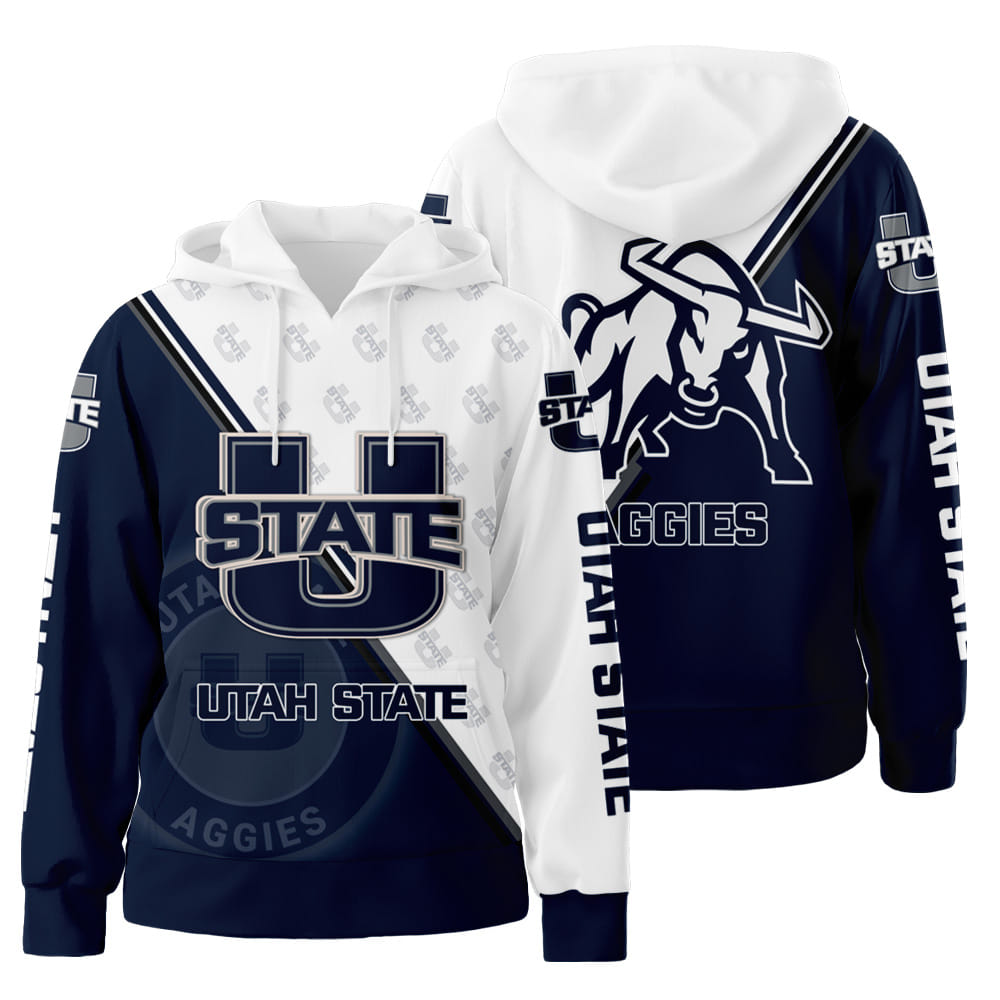 Utah State Aggies NCAA Utah State Custom 3D All Over Print Hoodie Zip-Up Hoodie