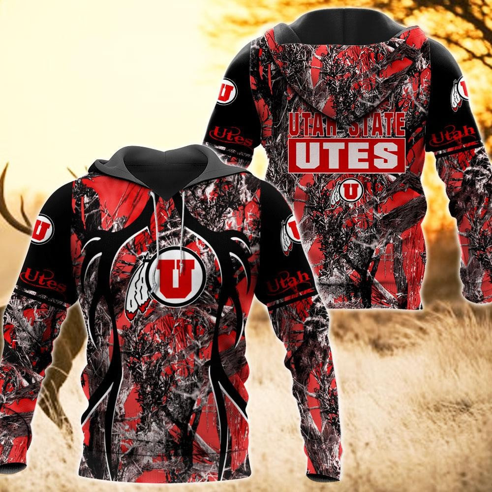 Utah Utes Camo Hunting 3D printed Sweatshirt Hoodie Zipped Hoodie