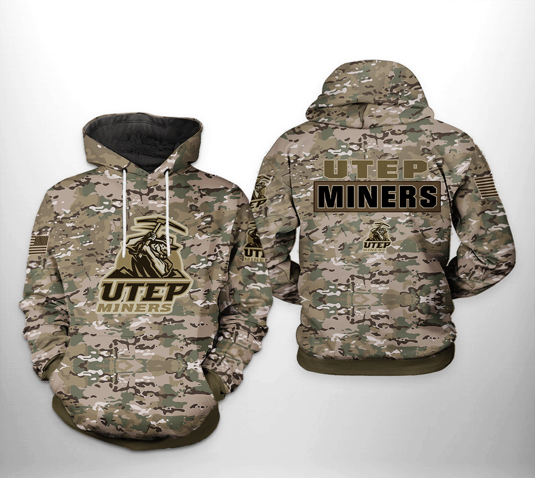 UTEP Miners NCAA Camo Veteran Hoodie  Zip Hoodie