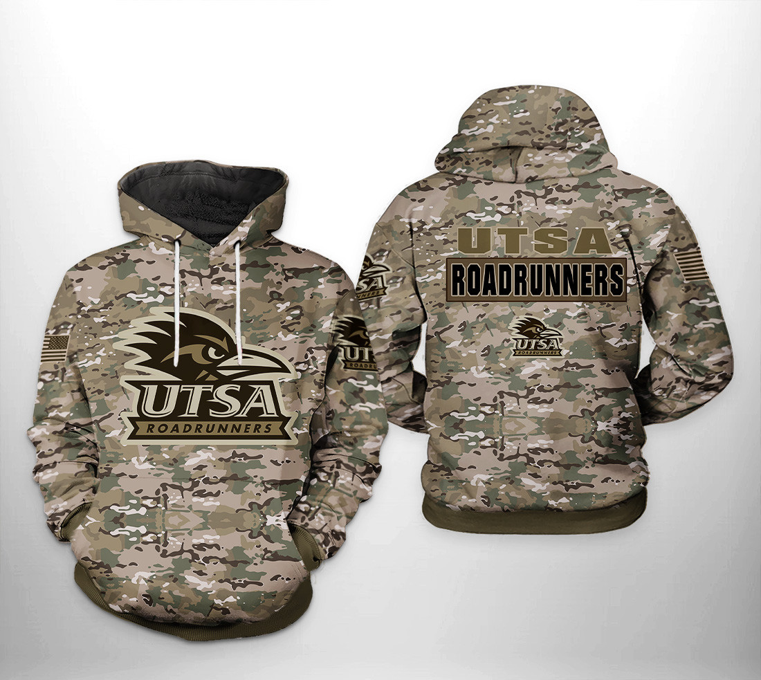 UTSA Roadrunners NCAA Camo Veteran Hoodie  Zip Hoodie