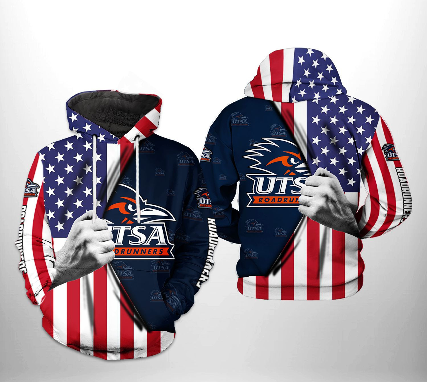 UTSA Roadrunners NCAA US Flag Hoodie  Zip Hoodie Version 216