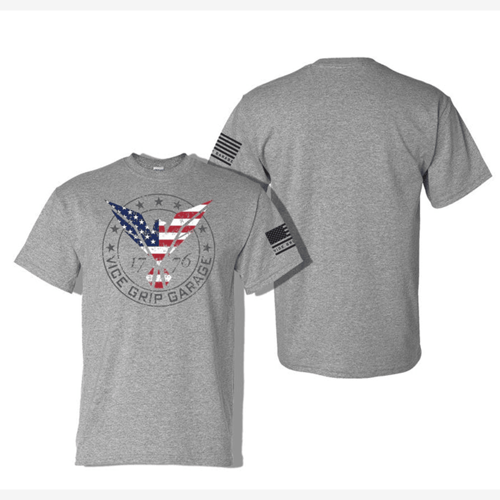 Vice Grip Garage Merch Vice Grip Garage Flying Eagle 1776 American Flag T-Shirt Patriotic Gifts