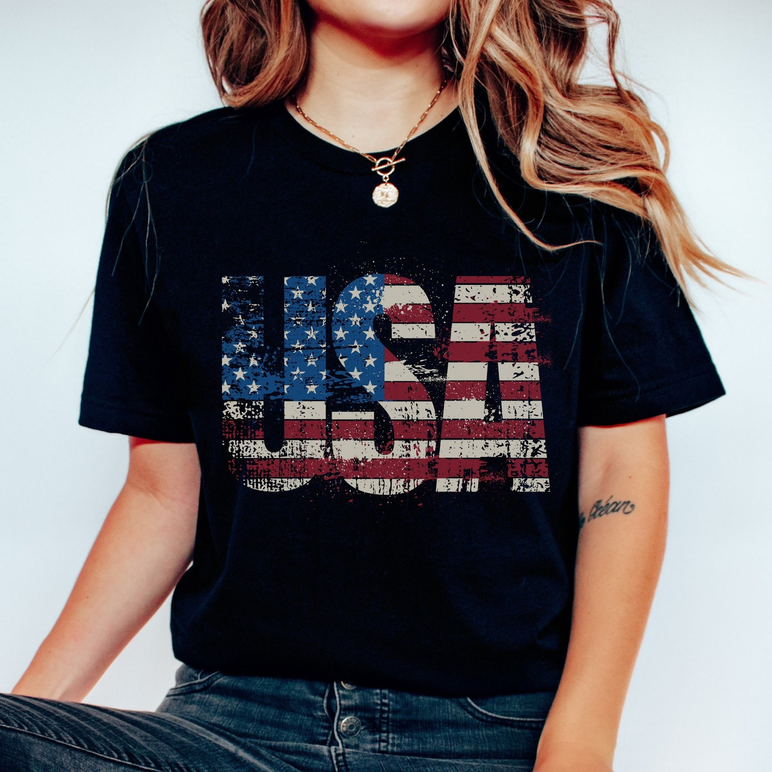 Vintage USA T-Shirt 4th of July Patriotic Shirt Fathers Day Gifts For Dad