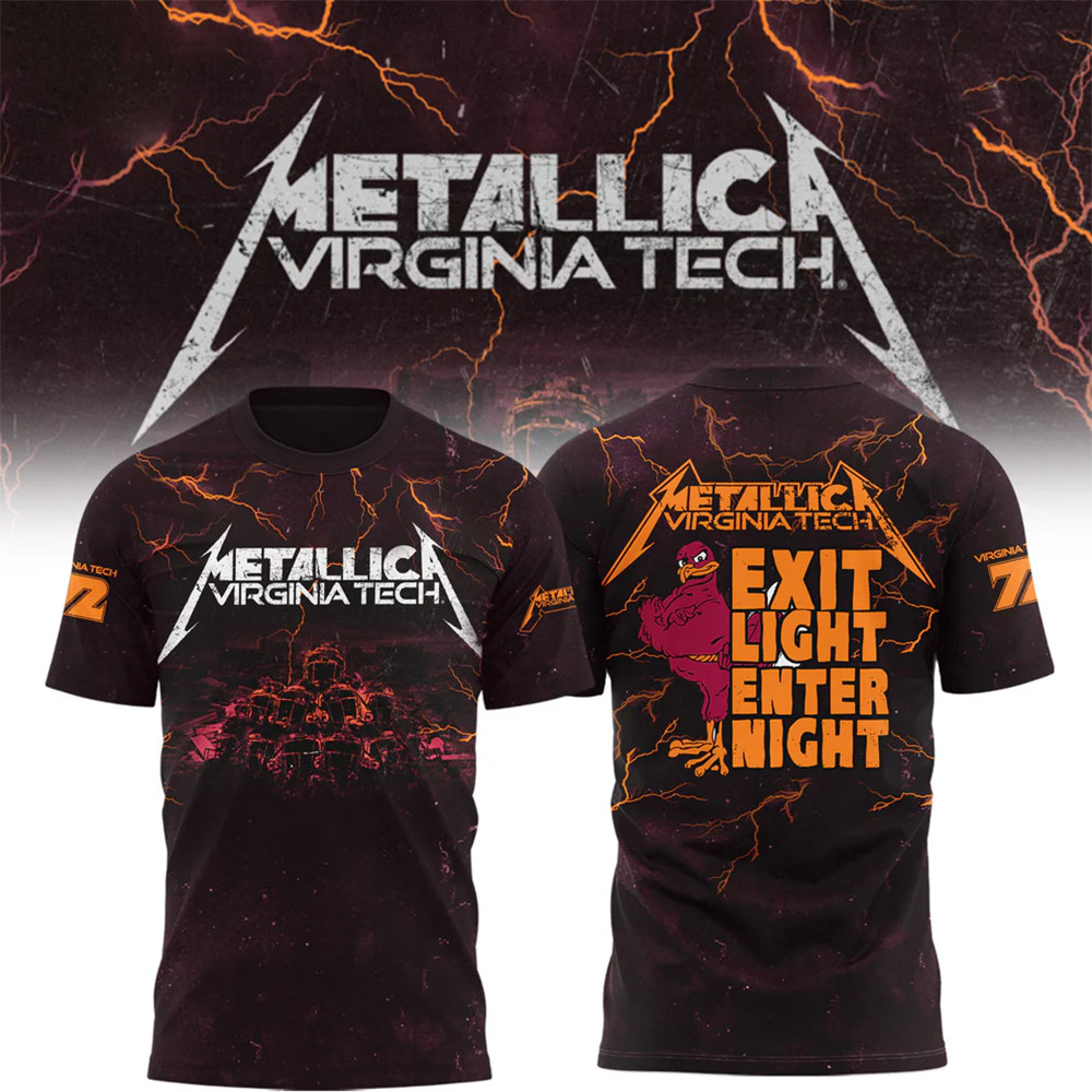 Virginia Tech Hokies Metallica T-Shirt Football Themed Gifts