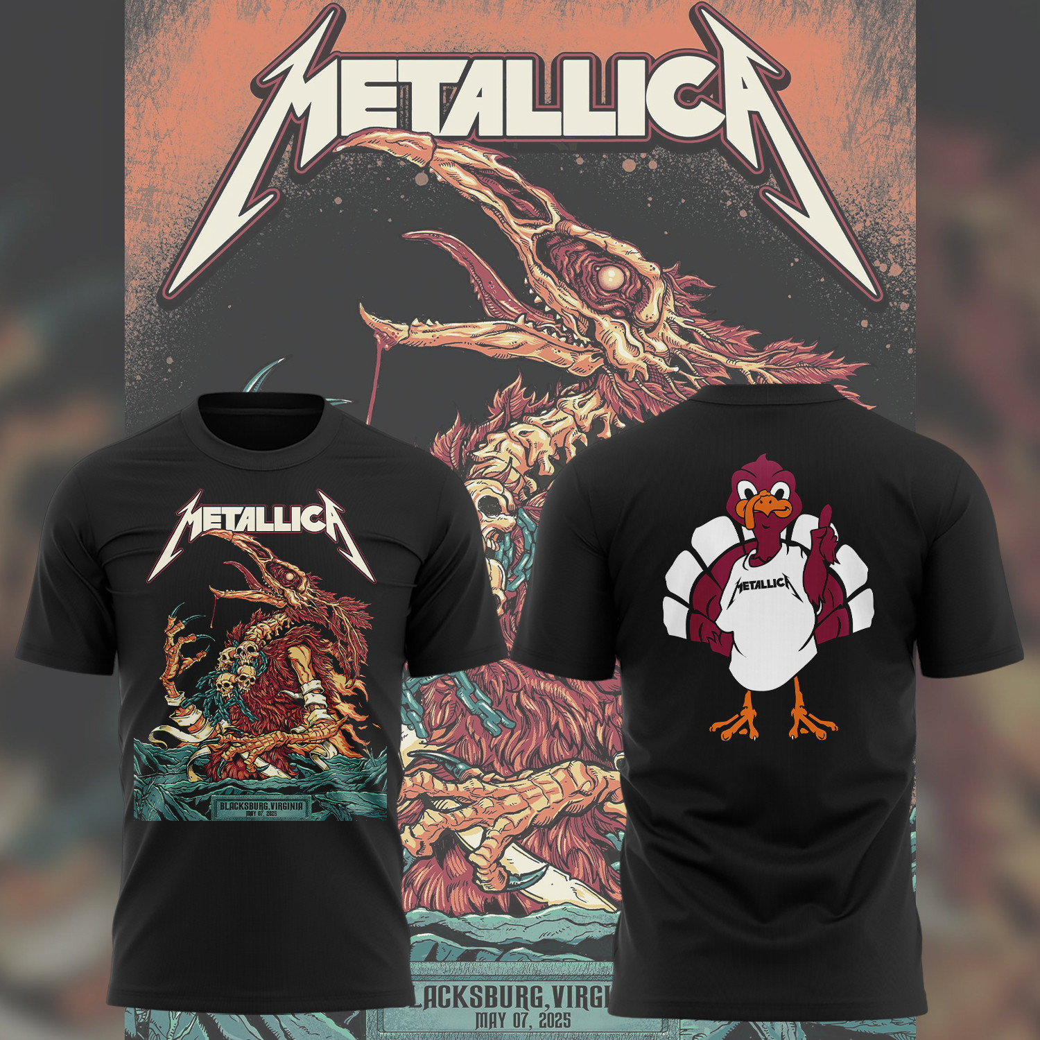 Virginia Tech Metallica M72 World Tour 2025 Black Shirt Gift For Music Lovers