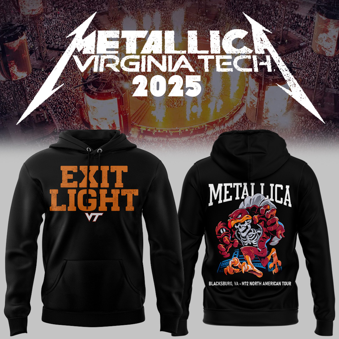 Virginia Tech Metallica M72 World Tour 2025 Exit Light Black Hoodie Shirt Gift For Music Lovers