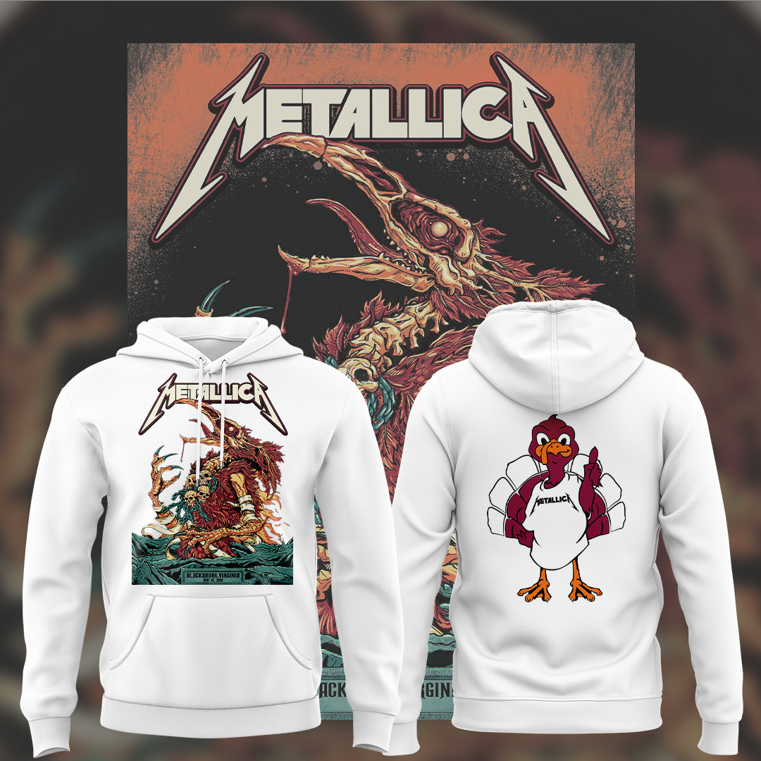 Virginia Tech Metallica M72 World Tour 2025 White Hoodie Gift For Metallica Fans