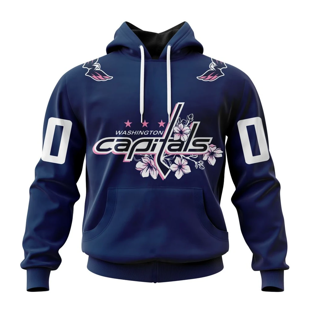 Washington Capitals Cherry Blossom NHL Hoodie Ã¢â‚¬â€œ Floral Hockey Gift
