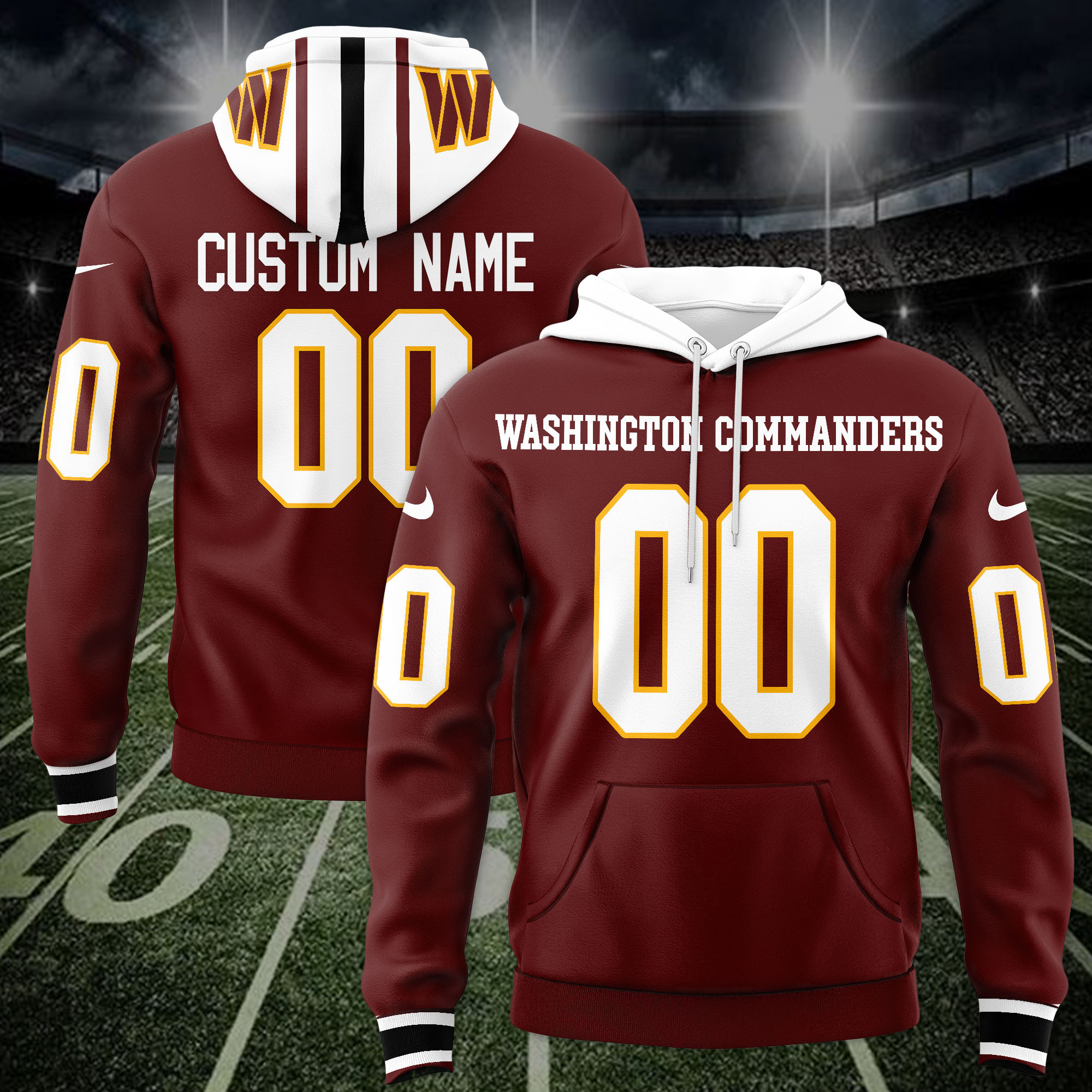 Washington Commanders Custom Name And Number 3D Hoodie