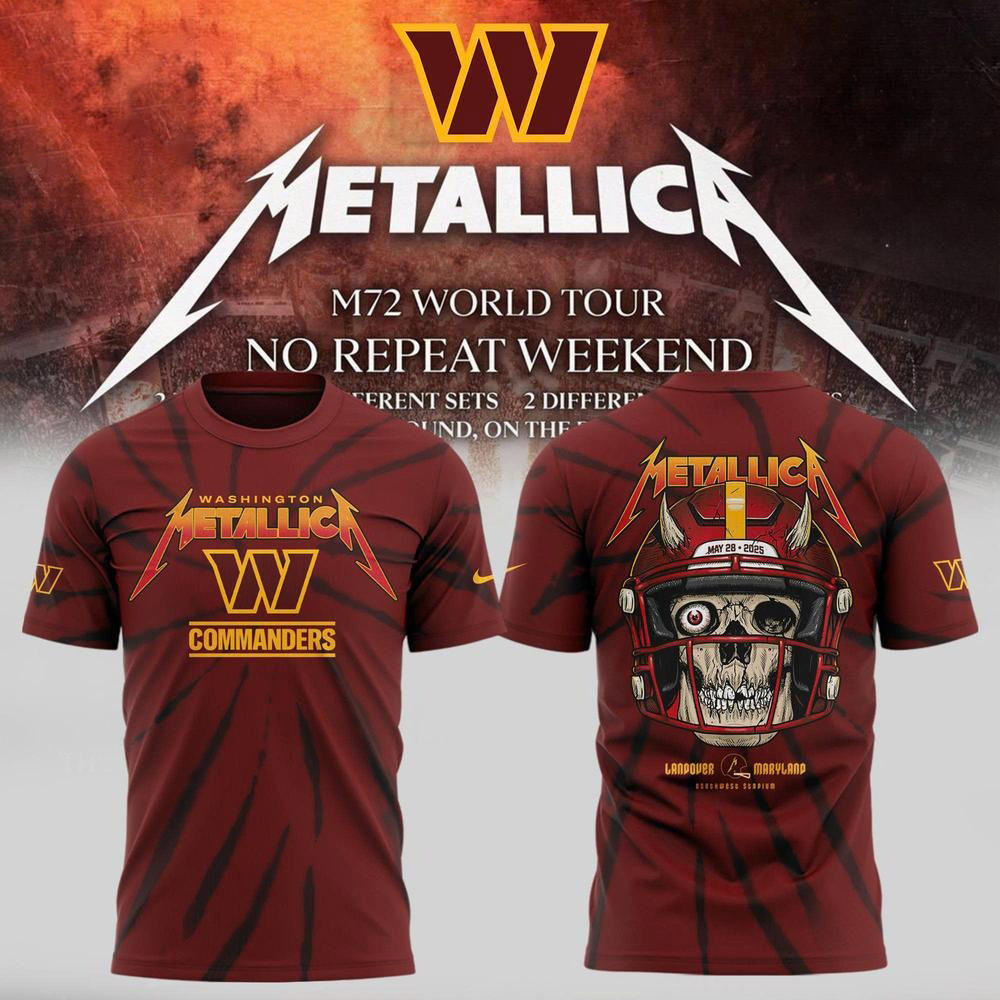 Washington Commanders X Metallica M72 World Tour T-Shirt Top Fathers Day Gifts