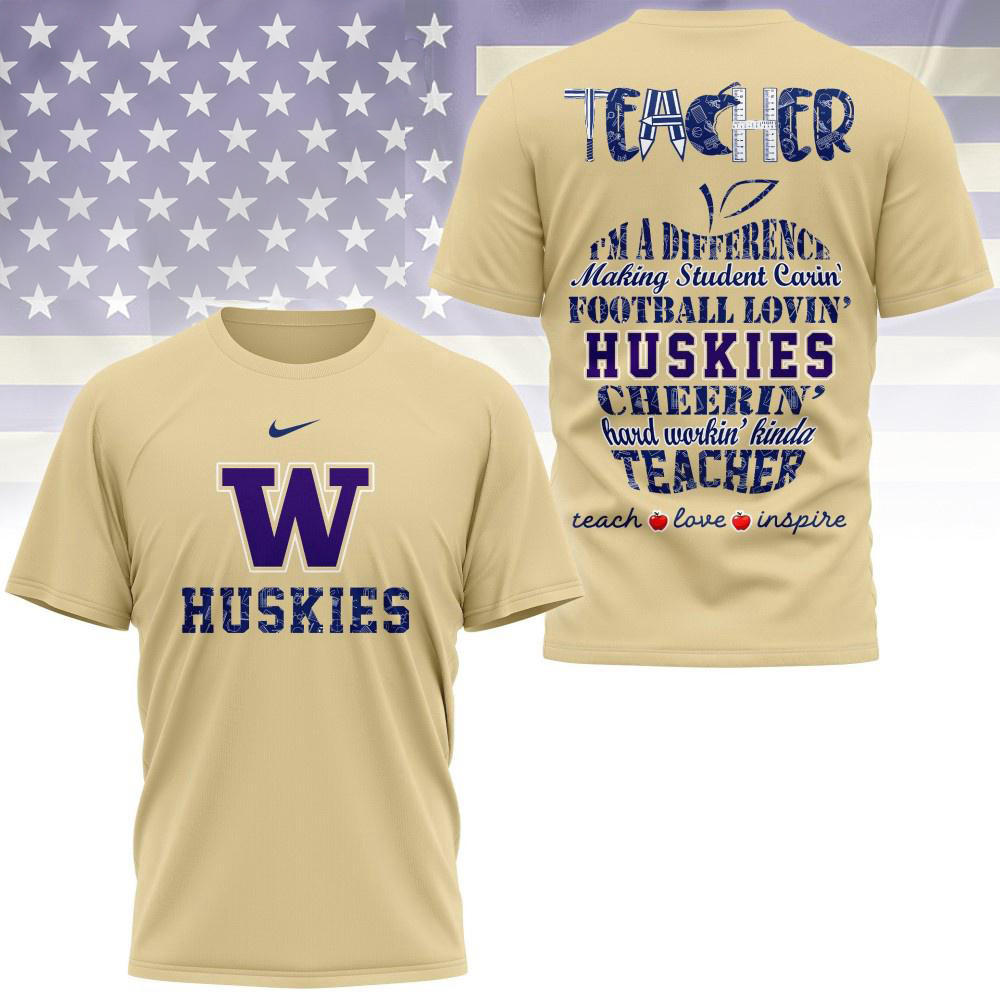 Washington Huskies Teacher Pride 2025 Unisex 3d Shirt Gift Ideas For Football Lovers