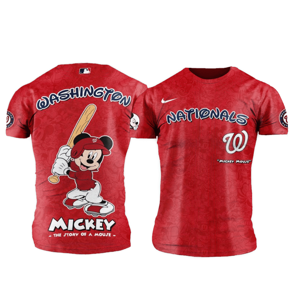 Washington Nationals MLB x Mickey Night Game Shirt Washington Nationals Merch Gifts For Fans