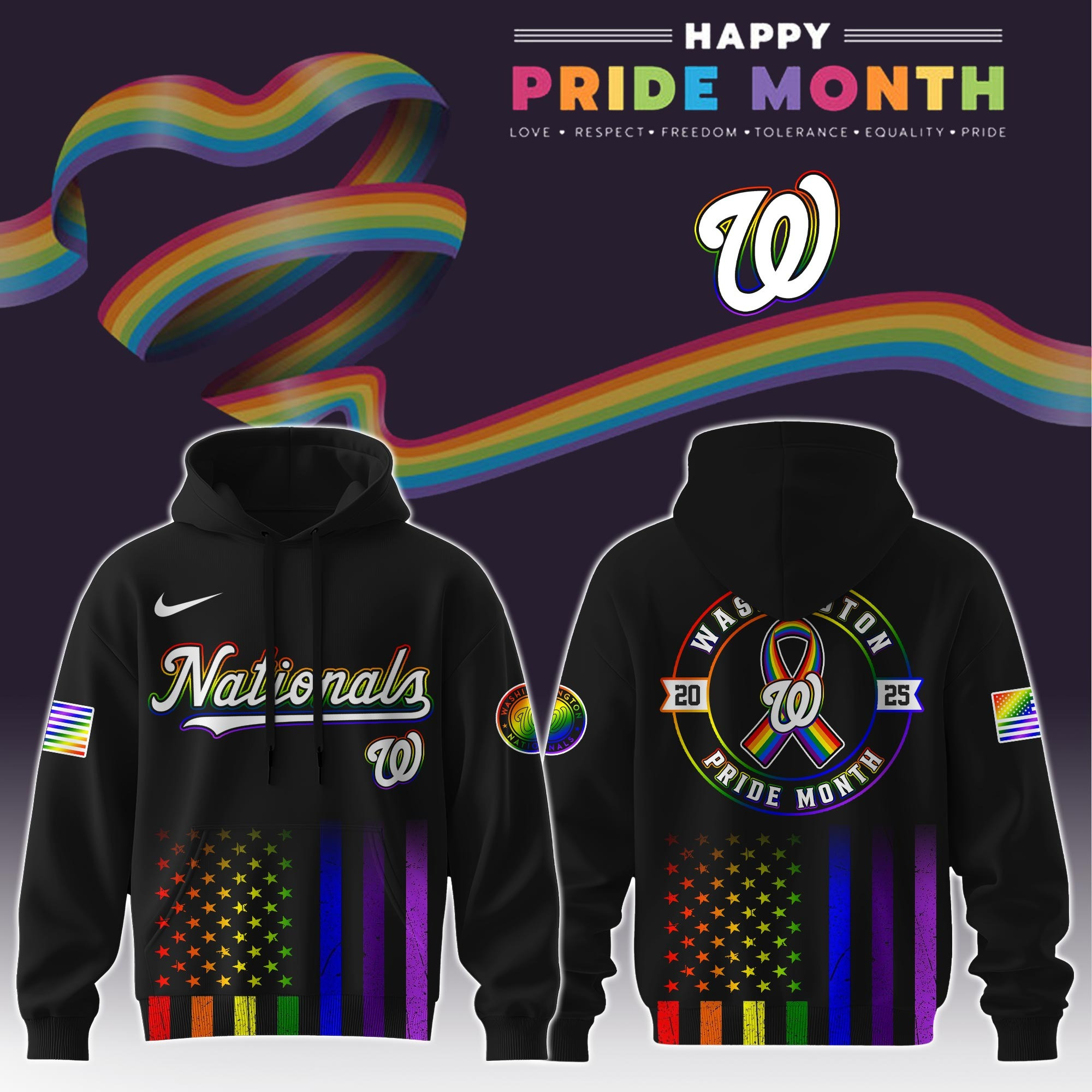Washington Nationals Special Pride Month  Edition Hoodie Presents For Baseball Fans