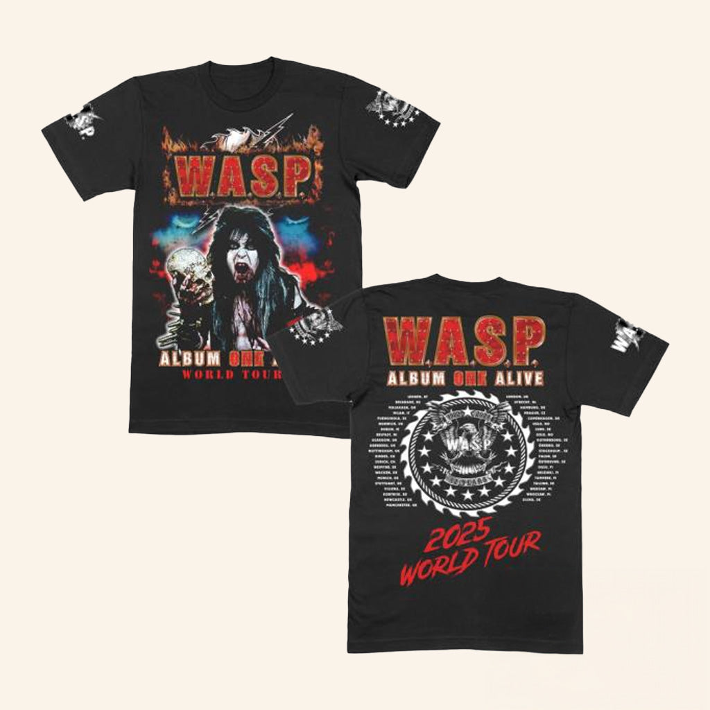 Wasp MFL Merch Album One Alive Blackie World Tour 2025 Black T-Shirt Gifts For Fans