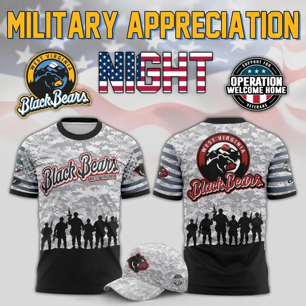 West Virginia Black Bears x Military Night 2025 Special Camo T-Shirt Good Fathers Day Gifts