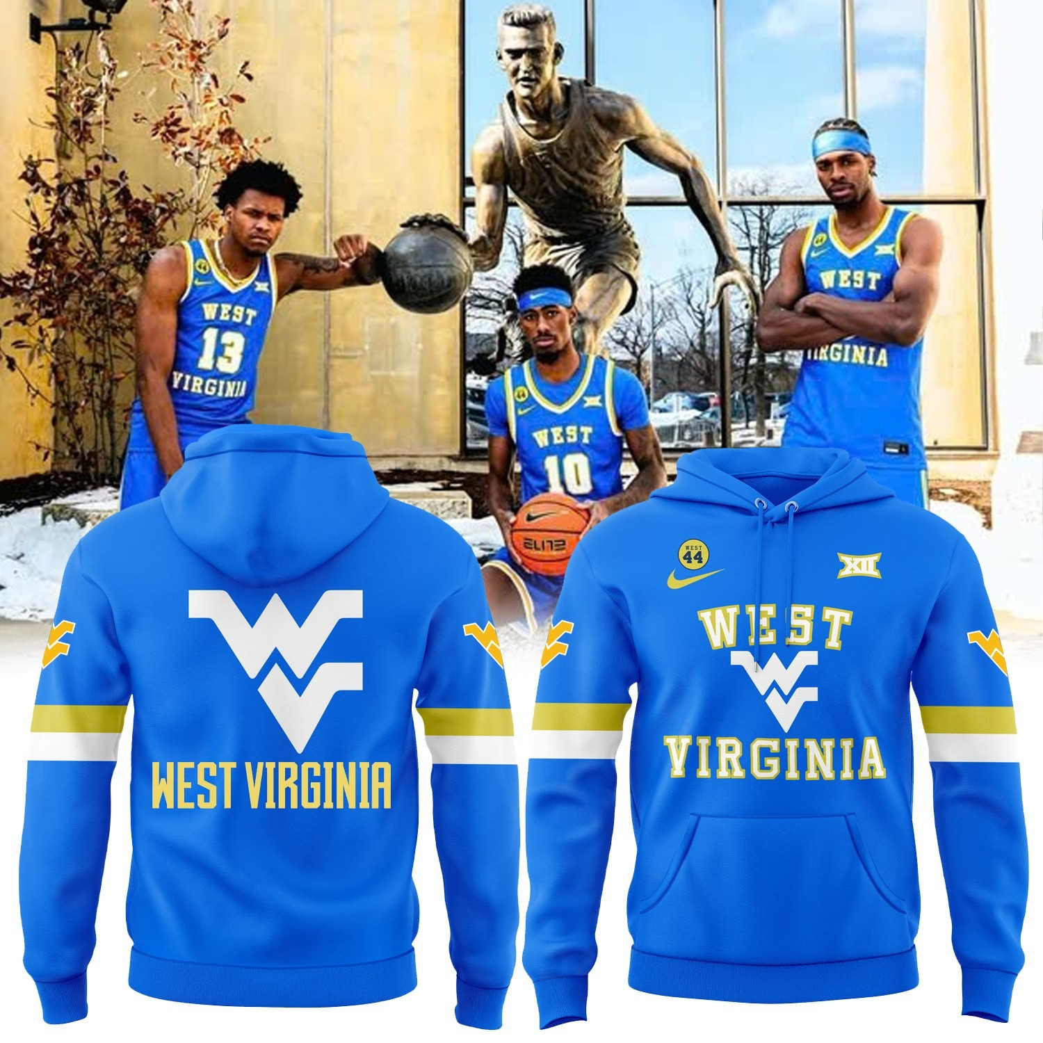 West Virginia Mountaineers MenÃ¢â‚¬â„¢s basketball Jerry West 44 Hoodie Merch Gifts For Fans
