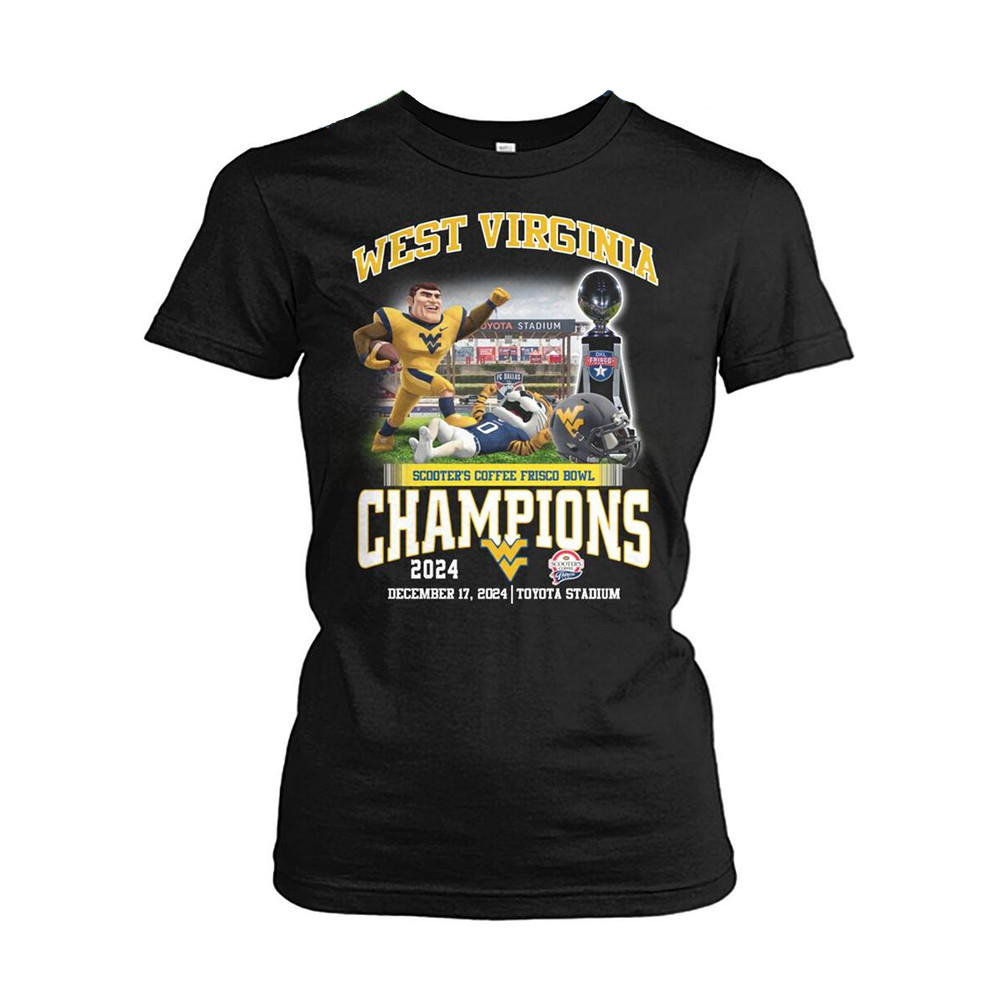 West Virginia Mountaineers Scooters Coffee Frisco Bowl Champions 2024 Shirt Fans Gift Ideas