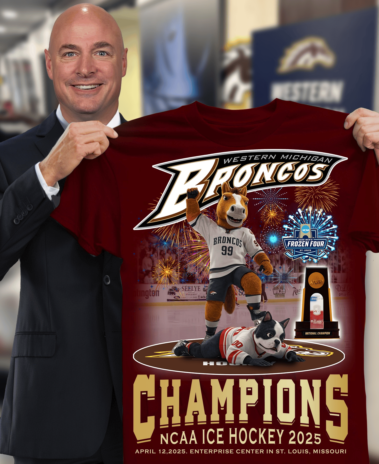 Western Michigan Broncos Champions NCAA Ice Hockey 2025 Shirt Great Mothers Day Gifts