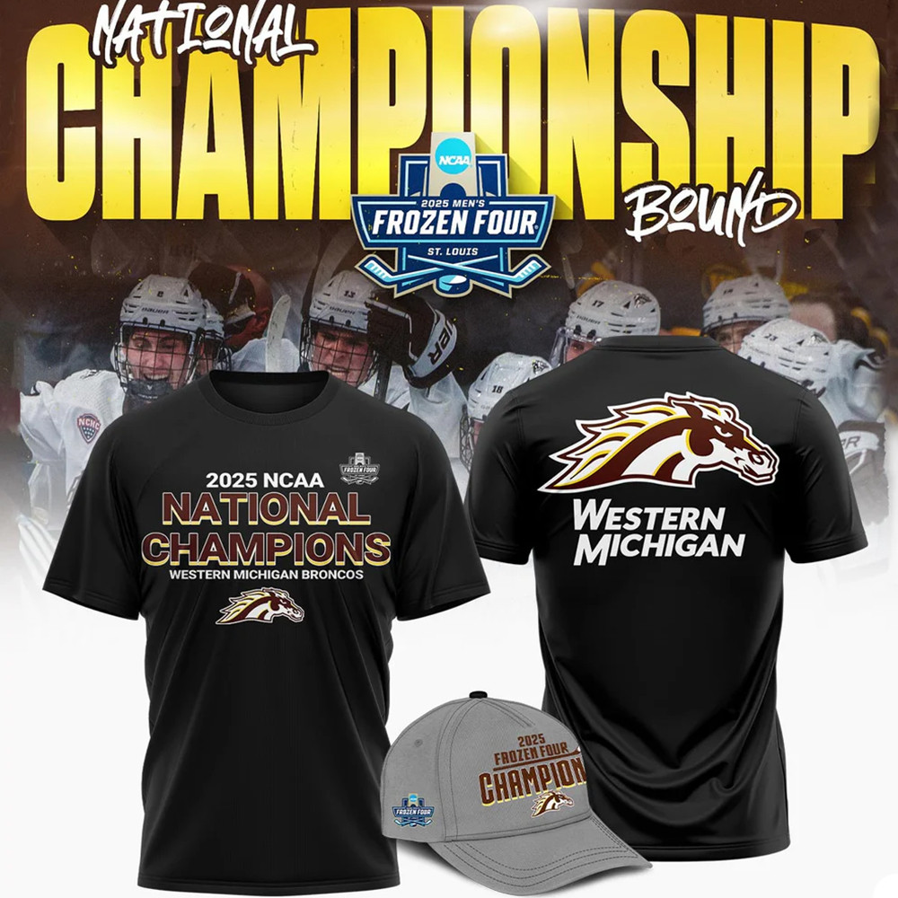 Western Michigan Broncos Frozen Four Championship 2025 Shirt Cool Gifts For Hockey Fans